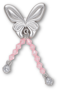 New Silver Beaded Meta Butterfly