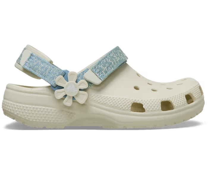 Crocs Kids’ Classic Denim Flower Adjustable Backstrap Clog ALT100