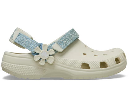 Crocs Kids’ Classic Denim Flower Adjustable Backstrap Clog ALT100
