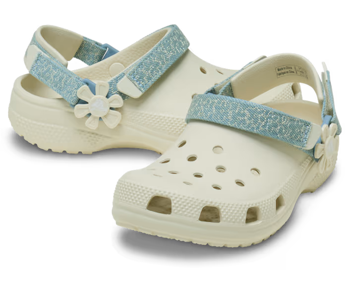 Crocs Kids’ Classic Denim Flower Adjustable Backstrap Clog ALT110