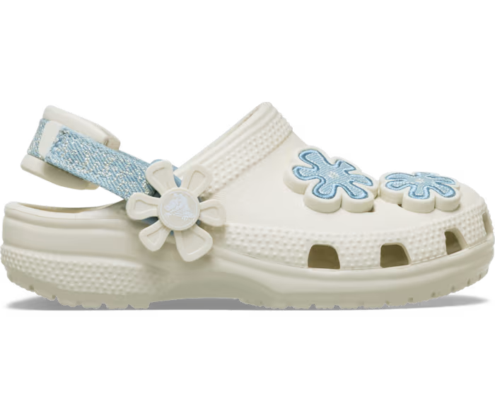 Crocs Toddler Classic Denim Flower Adjustable Backstrap Clog ALT100