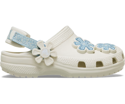 Crocs Toddler Classic Denim Flower Adjustable Backstrap Clog ALT100