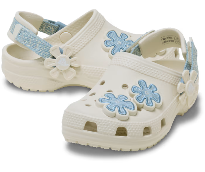 Crocs Toddler Classic Denim Flower Adjustable Backstrap Clog ALT110