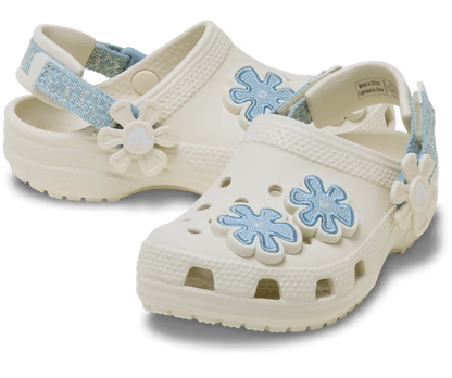 Crocs Toddler Classic Denim Flower Adjustable Backstrap Clog ALT110