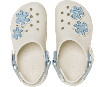 Crocs Toddler Classic Denim Flower Adjustable Backstrap Clog ALT120