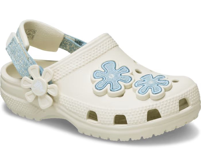 Crocs Toddler Classic Denim Flower Adjustable Backstrap Clog ALT140