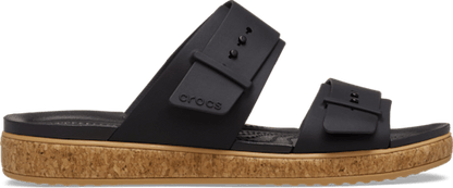 Brooklyn Buckle Low Low Cork Sandal - Black