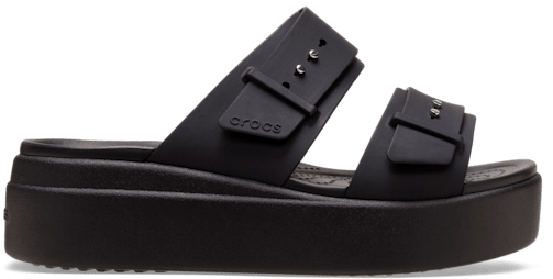 Brooklyn Buckle Low Wedge Sandal - Black