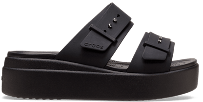 Brooklyn Buckle Low Wedge Sandal - Black