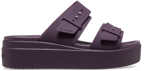 Brooklyn Buckle Low Wedge Sandal - Plush Plum
