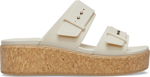 Brooklyn Buckle Low Wedge Cork Sandal - Frappé