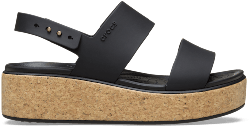 Brooklyn Low Wedge Cork Sandal - Black / Black