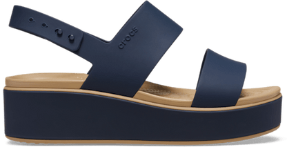 Brooklyn Low Wedge Matte Wrap Sandal - Navy/Cashew