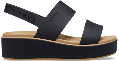 Brooklyn Low Wedge Matte Wrap Sandal - Black/Cashew