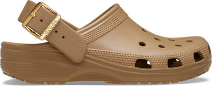 Classic Metallic Buckle Clog - Sepia