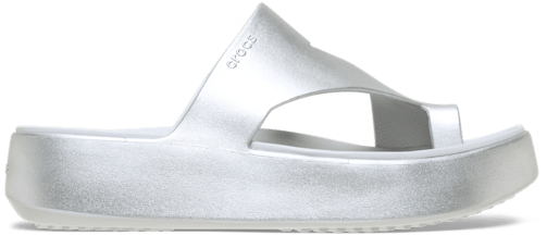 Getaway Platform Toe Loop Metallic Sandal - Silver
