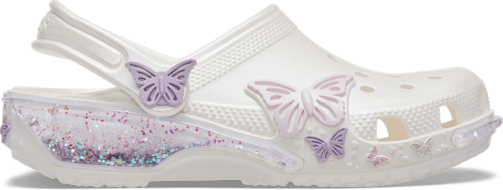 Kids' Classic Butterfly Sparkle Shaker Clog - White
