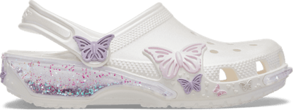 Kids' Classic Butterfly Sparkle Shaker Clog - White