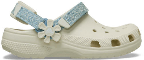 Kids’ Classic Denim Flower Adjustable Backstrap Clog - Summit White