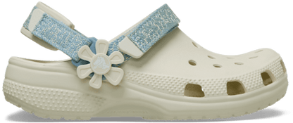 Kids’ Classic Denim Flower Adjustable Backstrap Clog - Summit White