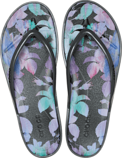 Miami Round Toe Dark Floral Flip - Black Sand