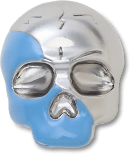 Silver and Blue Enamel Skull