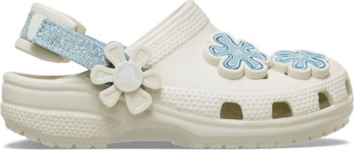 Toddler Classic Denim Flower Adjustable Backstrap Clog - Summit White
